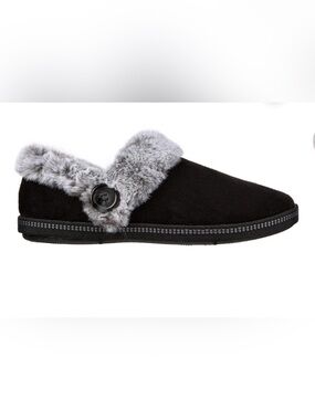 Skechers Womens Cozy Campfire Fresh Toast Vegan Slippers - Black